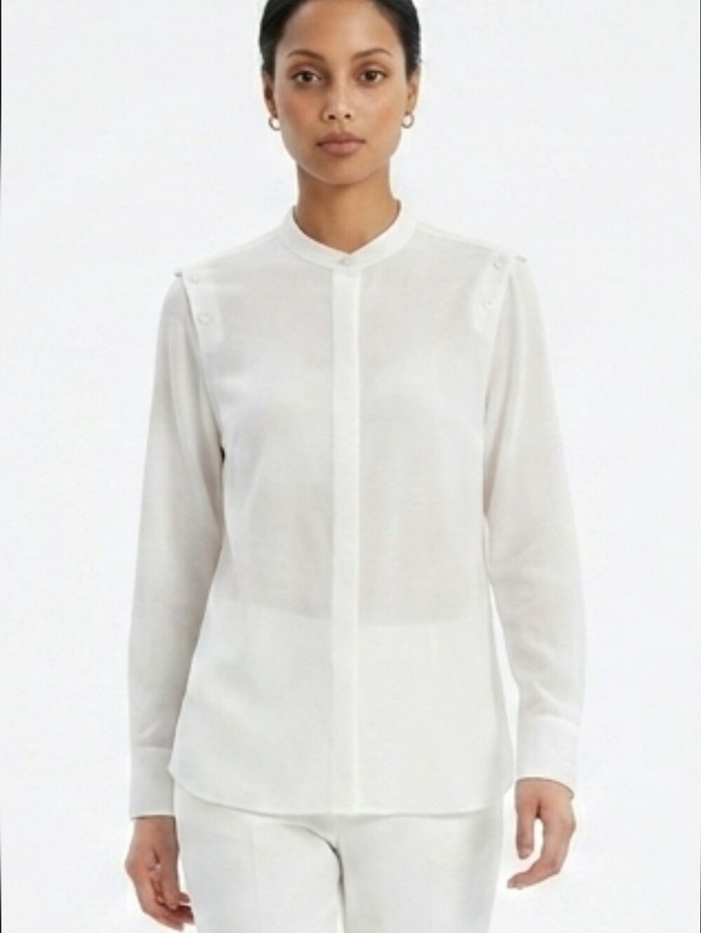 Mo&Co Elegant White Long Sleeves Top